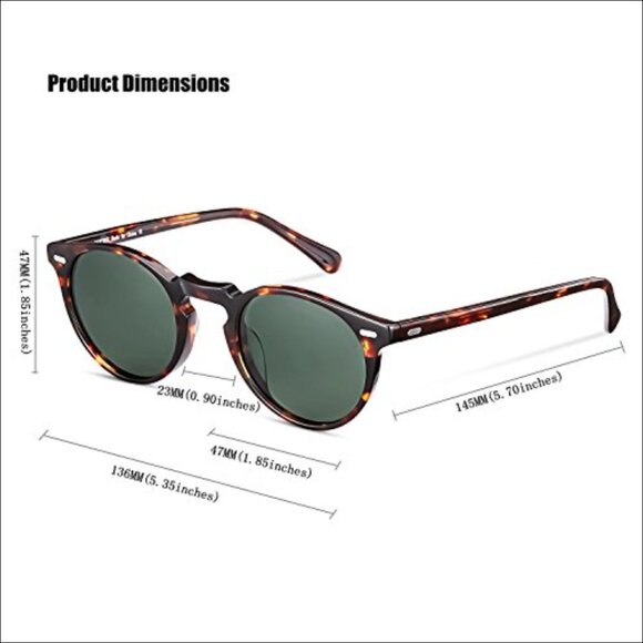 Vintage Round Polarized Sunglasses, 100% UV Protection, Acetate Frame main image 4